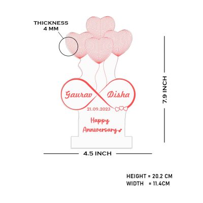 3D Illusion Personalized Heart Table Lamp for Couples  Customized with Name & Date  Automatic Color Changing Light  Gift for Anniversary, Valentine Day, Birthday